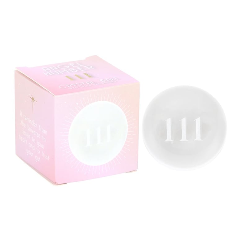 111 Angel Number Laser Engraved Crystal Ball - Spiritual Guidance and Intuition Reminder