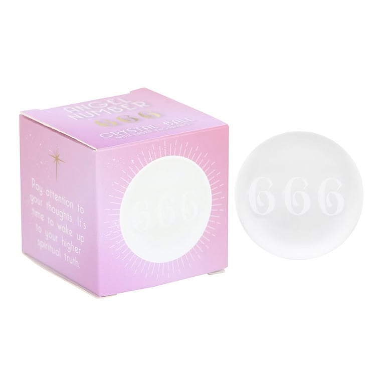 666 Angel Number Crystal Ball - Inner Laser Engraved Glass Ball for Spiritual Guidance and Divine Messages