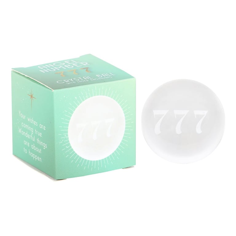 777 Angel Number Crystal Ball - Attract Divine Guidance and Luck with Inner Laser Engraving