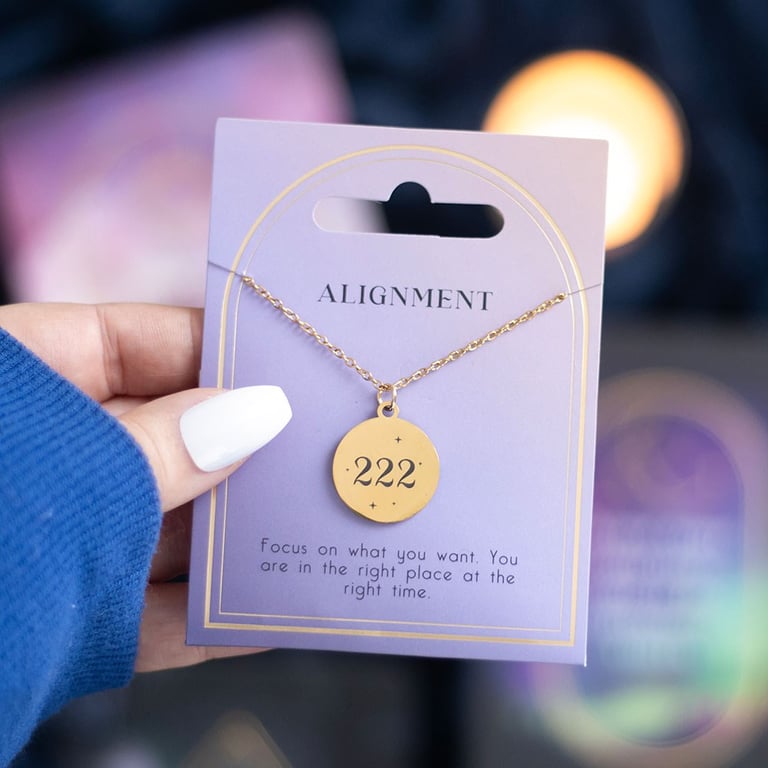 222 Angel Number Alignment Necklace - Spiritual Guidance and Nickel-Free Jewelry