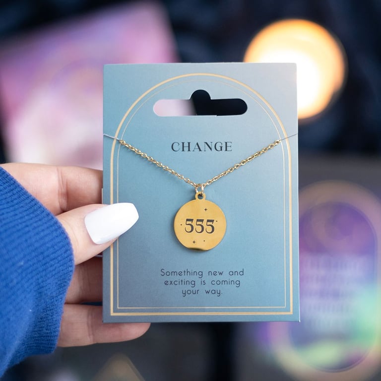 555 Angel Number Change Necklace - Spiritual Guidance and Transformation