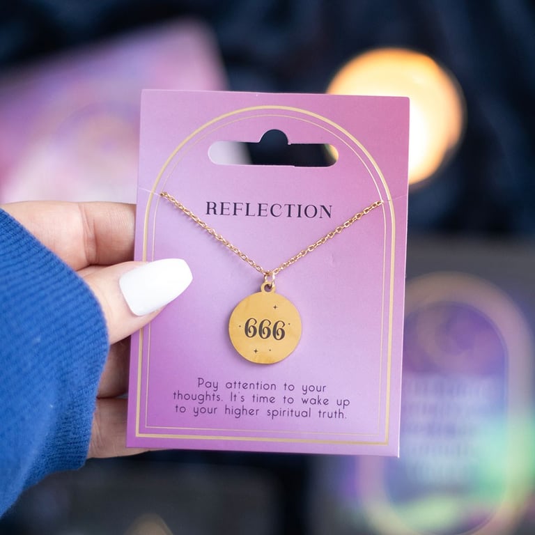 666 Angel Number Reflection Stainless Steel Spiritual Guidance Necklace