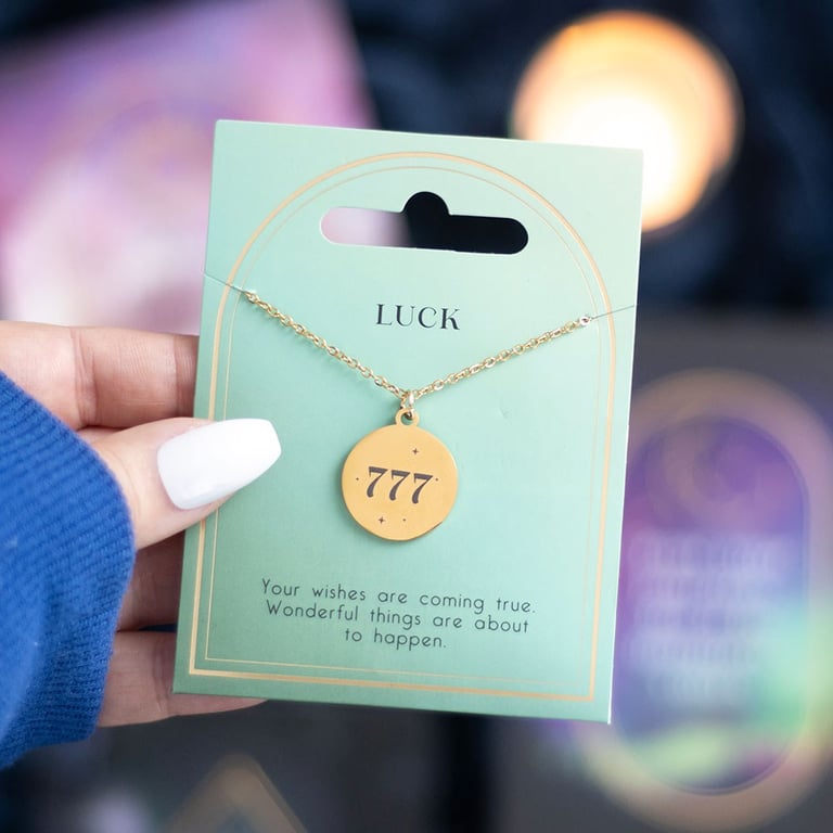 777 Angel Number Luck Necklace - Nickel-Free Stainless Steel Attracts Divine Guidance and Good Fortune