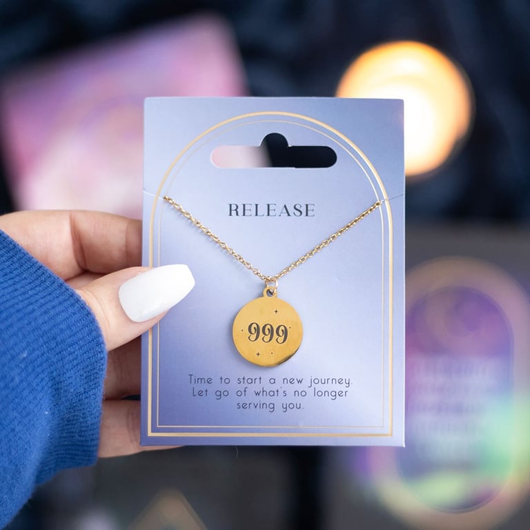 999 Angel Number Release Necklace - Spiritual Guidance and New Journey Support