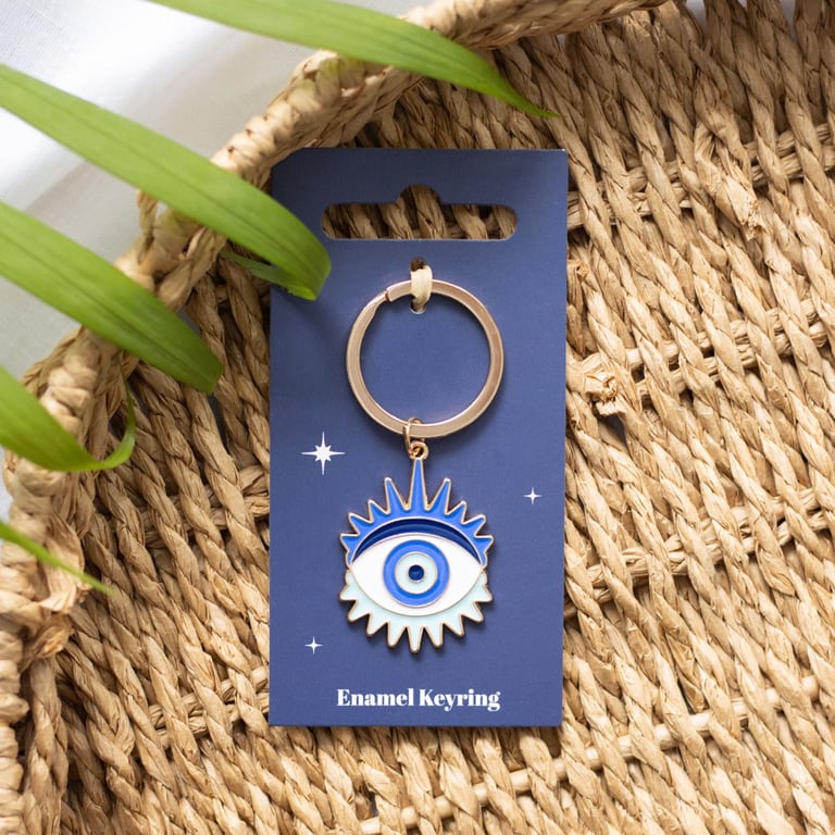 All Seeing Eye Metal Keyring - Protective Good Luck Charm and Talisman Keychain