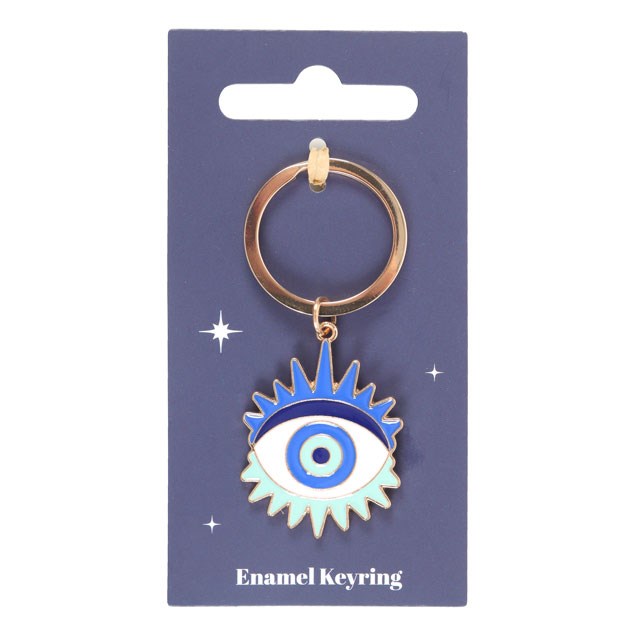 All Seeing Eye Metal Keyring - Protective Good Luck Charm and Talisman Keychain