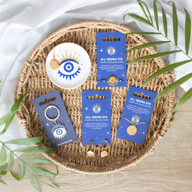 All Seeing Eye Necklace & Protection Gift Set - Eternal Watchfulness Symbol and Divine Guidance Charm