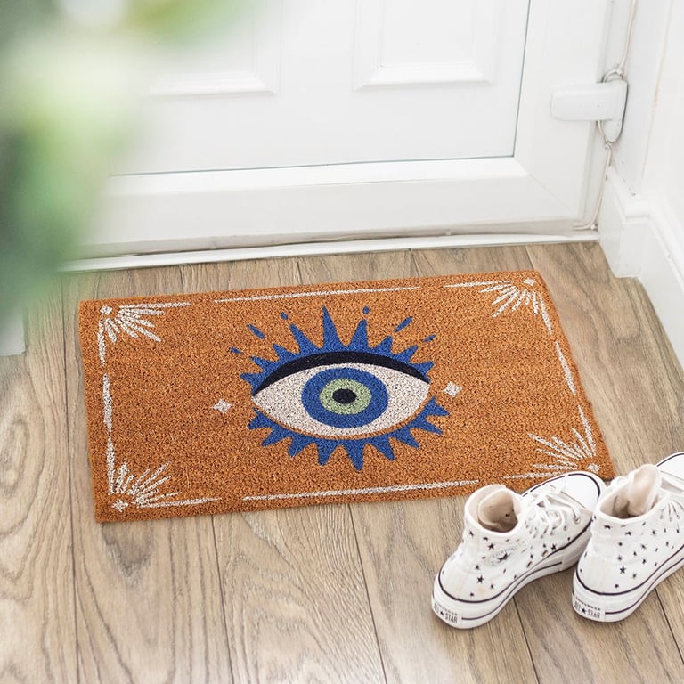 Natural All Seeing Eye Doormat - Whimsical Home Decor & Energy Repellent Mat for Front Door