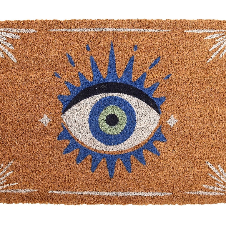 Natural All Seeing Eye Doormat - Whimsical Home Decor & Energy Repellent Mat for Front Door