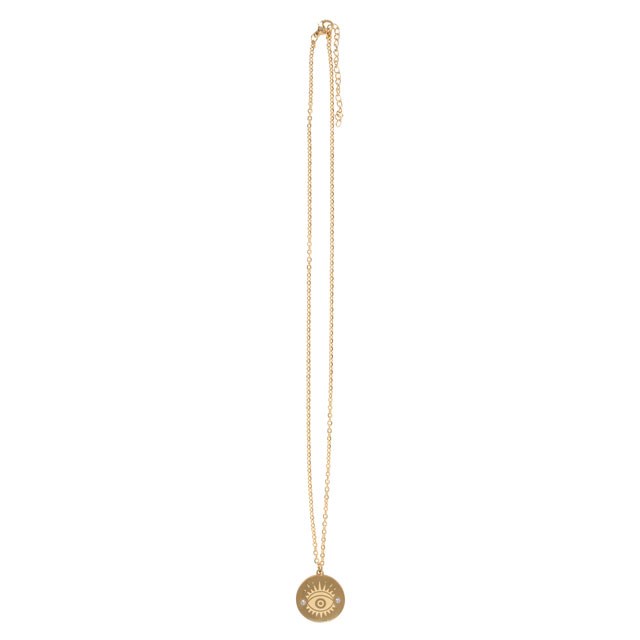 Gold Toned All Seeing Eye Protection Necklace - Evil Eye Charm Pendant