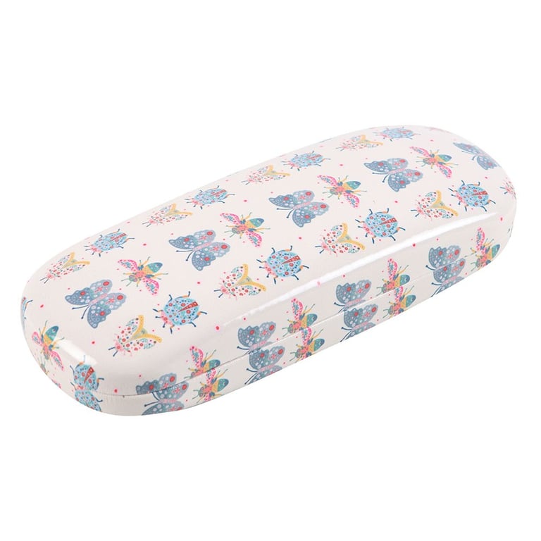 Floral Bug Print Durable Hardshell Glasses Case with Microfibre Lens Cloth