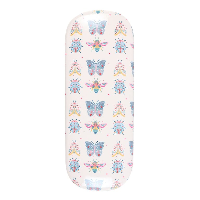 Floral Bug Print Durable Hardshell Glasses Case with Microfibre Lens Cloth