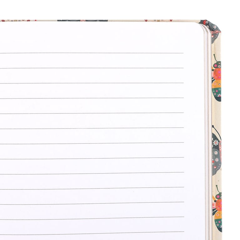 Floral Bug Print A5 Lined Notebook with Gold Foil Edges and Ribbon Marker
