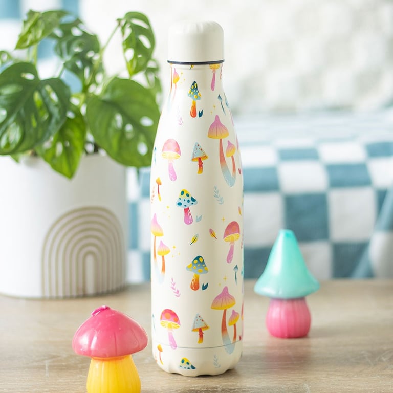 Funky Fungi Mushroom Print 500ml BPA Free Water Bottle with Screw-Top Lid