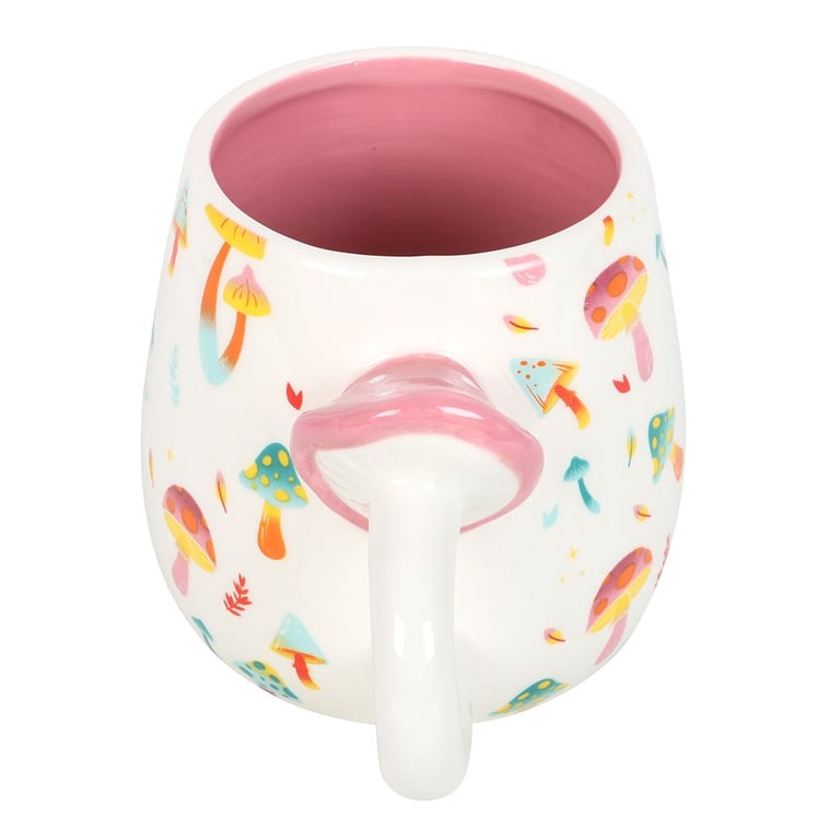 Funky Fungi Print Mug with Mushroom Handle - Vibrant Ceramic Design, 500ml Capacity