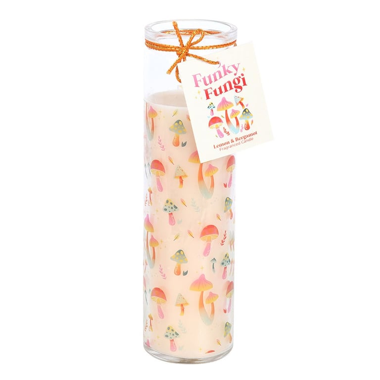Funky Fungi Mushroom Print Candle - 70 Hour Burn Time, Trendy Home Decor