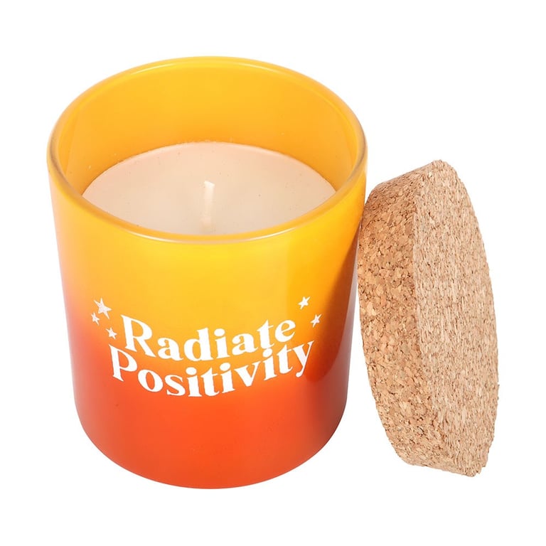 Radiate Positivity Lemon Bergamot Coloured Glass Candle - 20 Hour Burn Time, Fresh Home Fragrance for Positive Vibes