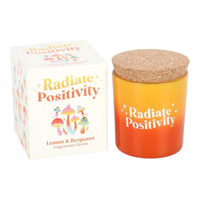 Radiate Positivity Lemon Bergamot Coloured Glass Candle - 20 Hour Burn Time, Fresh Home Fragrance for Positive Vibes