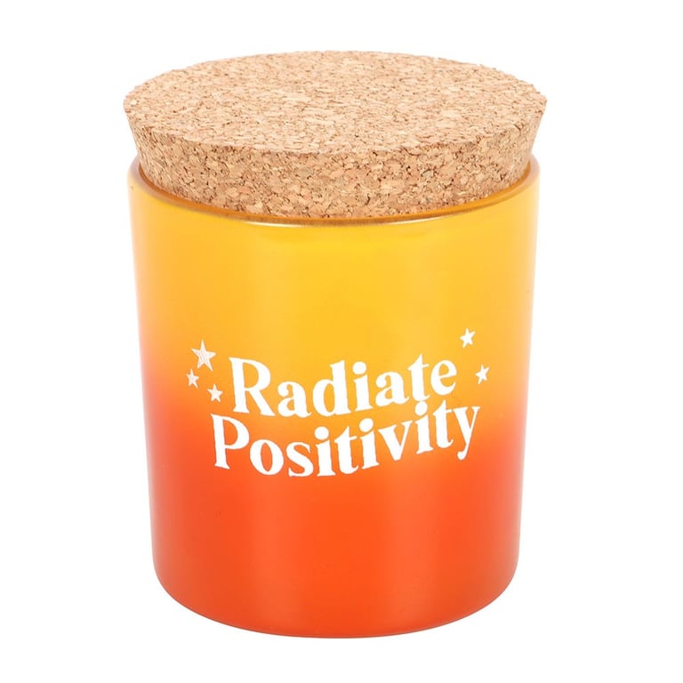 Radiate Positivity Lemon Bergamot Coloured Glass Candle - 20 Hour Burn Time, Fresh Home Fragrance for Positive Vibes