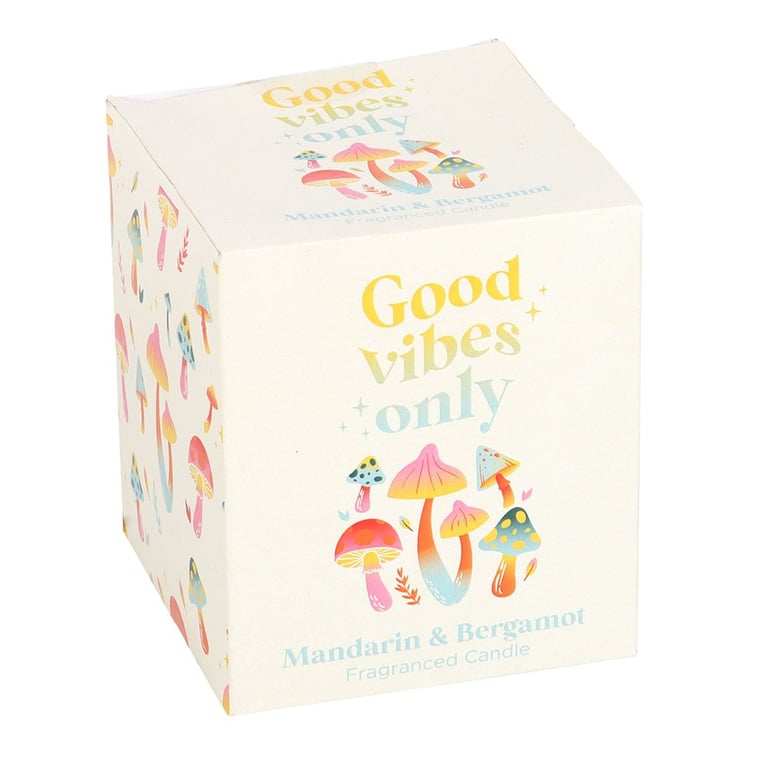 Mandarin & Bergamot Scented Candle - 20 Hour Burn Time, Positive Vibes Home Fragrance in Green Glass Pot