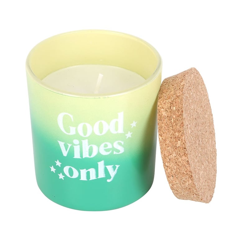 Mandarin & Bergamot Scented Candle - 20 Hour Burn Time, Positive Vibes Home Fragrance in Green Glass Pot