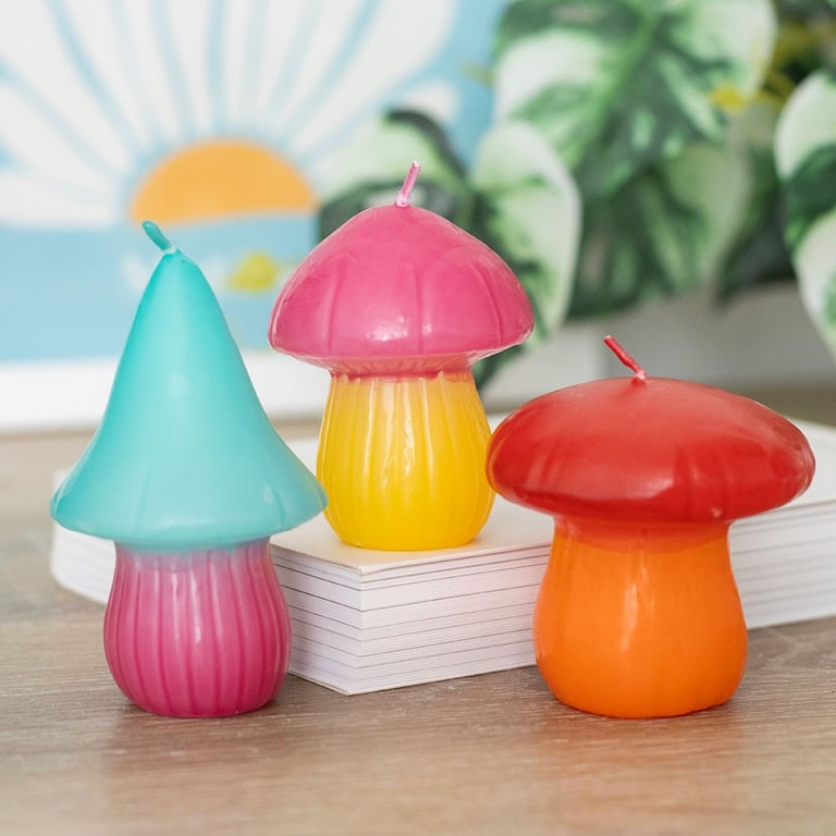 Mushroom Shaped Candle Set - Colorful Home Decor Lighting