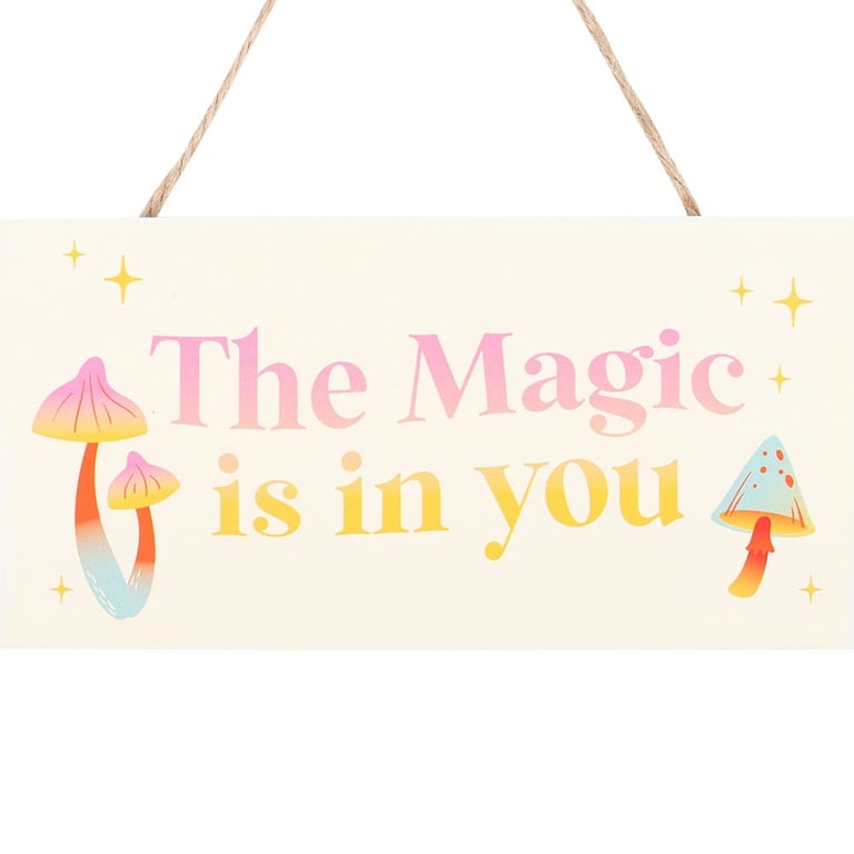 Magic Is In You Hanging Sign - Vibrant Mushroom Design Motivational Home Decor