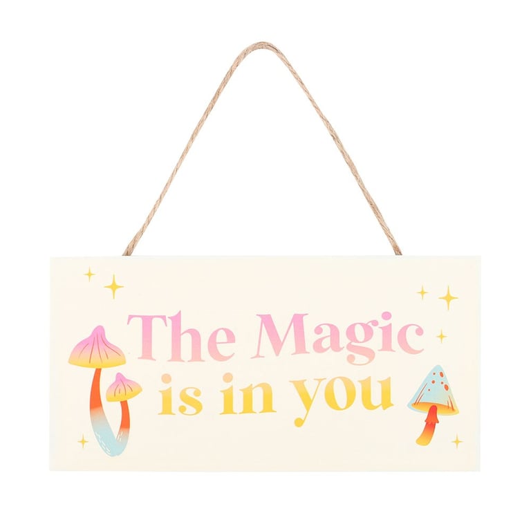 Magic Is In You Hanging Sign - Vibrant Mushroom Design Motivational Home Decor