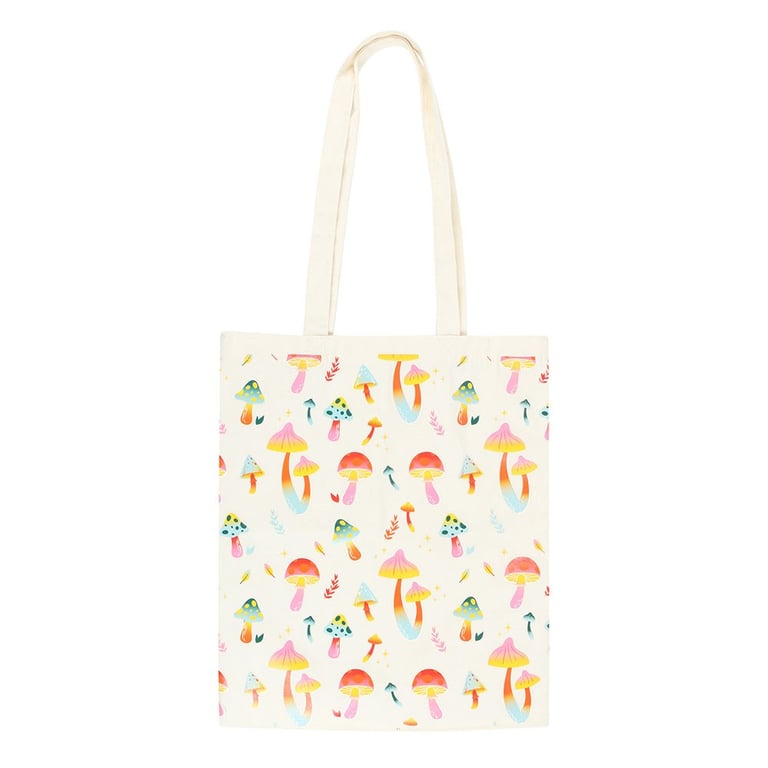 Funky Fungi Mushroom Print Polycotton Tote Bag - Durable, Vibrant Design, Perfect for Groceries and Daily Essentials