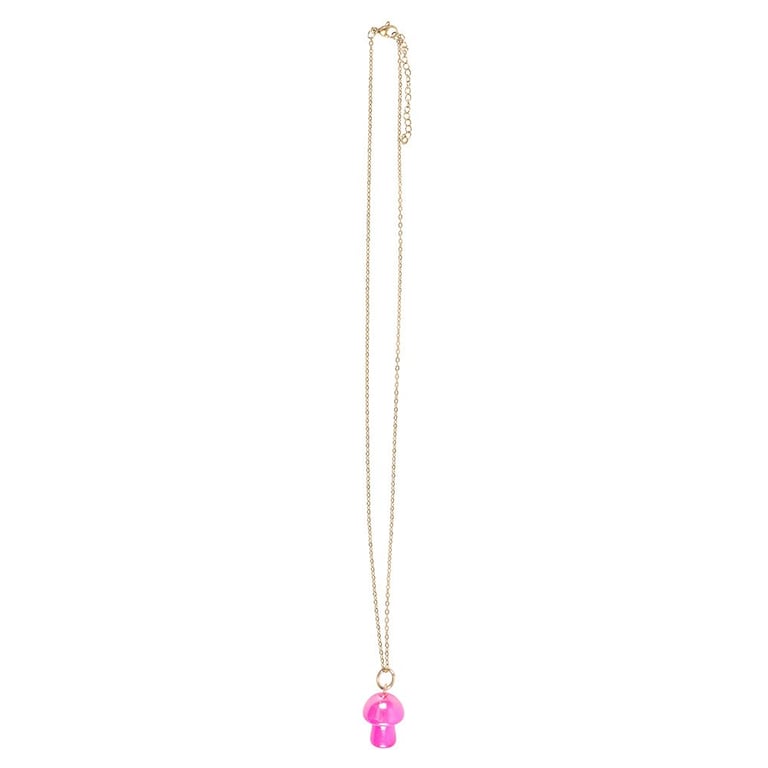 Pink Aura Crystal Mushroom Necklace Greeting Card - Unconditional Love & Cosmic Connection