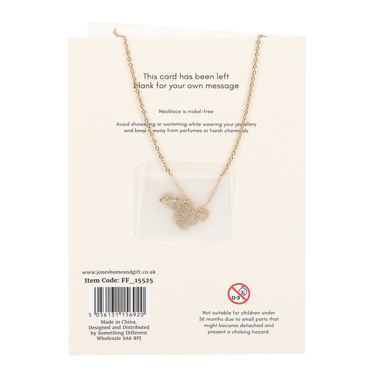 Blue Aura Crystal Mushroom Necklace Greeting Card, Empowerment and Honesty Symbolism, Nickel-Free, Blank Inside for Personal Message