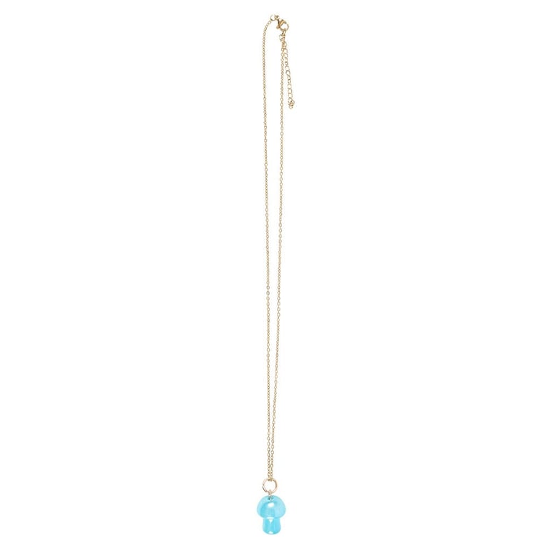 Blue Aura Crystal Mushroom Necklace Greeting Card, Empowerment and Honesty Symbolism, Nickel-Free, Blank Inside for Personal Message