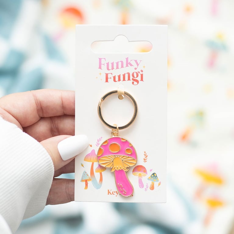 Funky Fungi Mushroom Enamel Keyring - Colorful Accessory