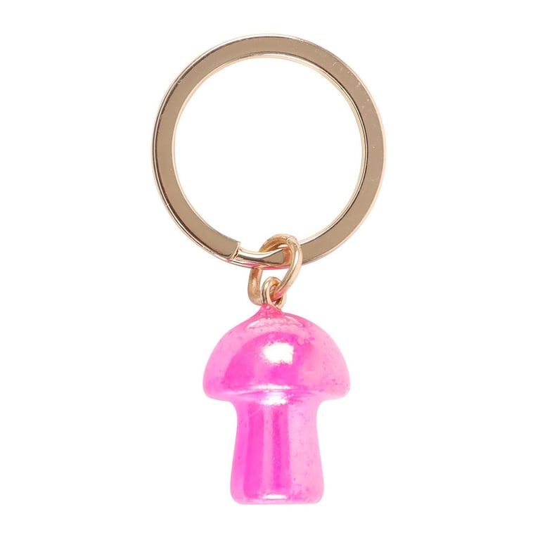 Pink Aura Crystal Mushroom Keyring - Spiritual Connection & Unconditional Love Token