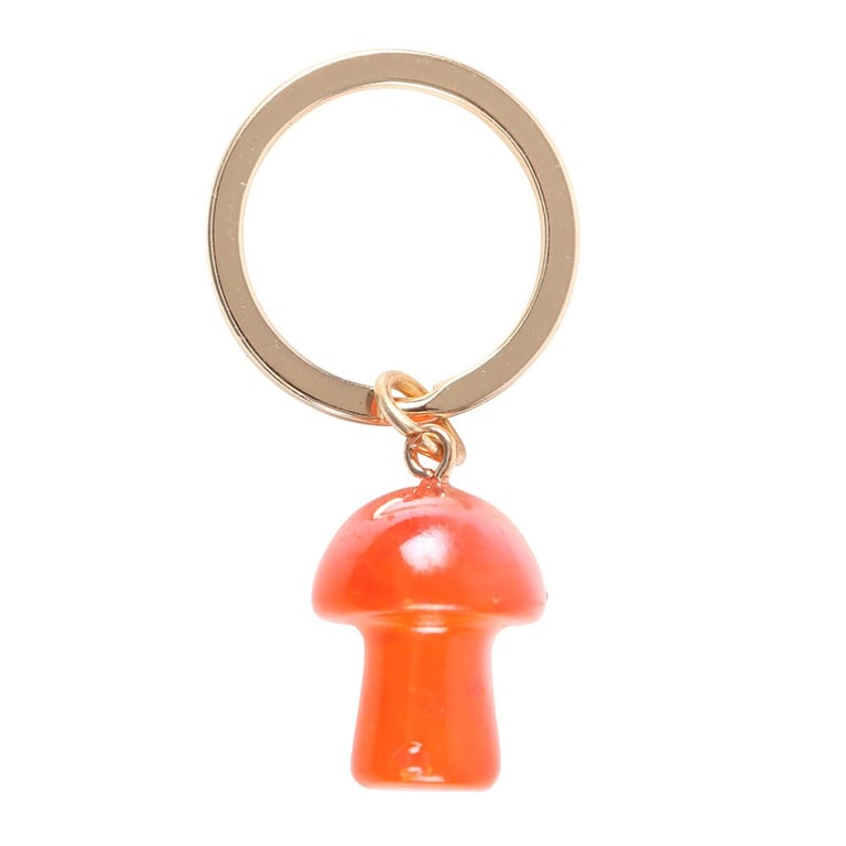 Orange Aura Crystal Mushroom Keyring - Third Eye Chakra Healing Keychain