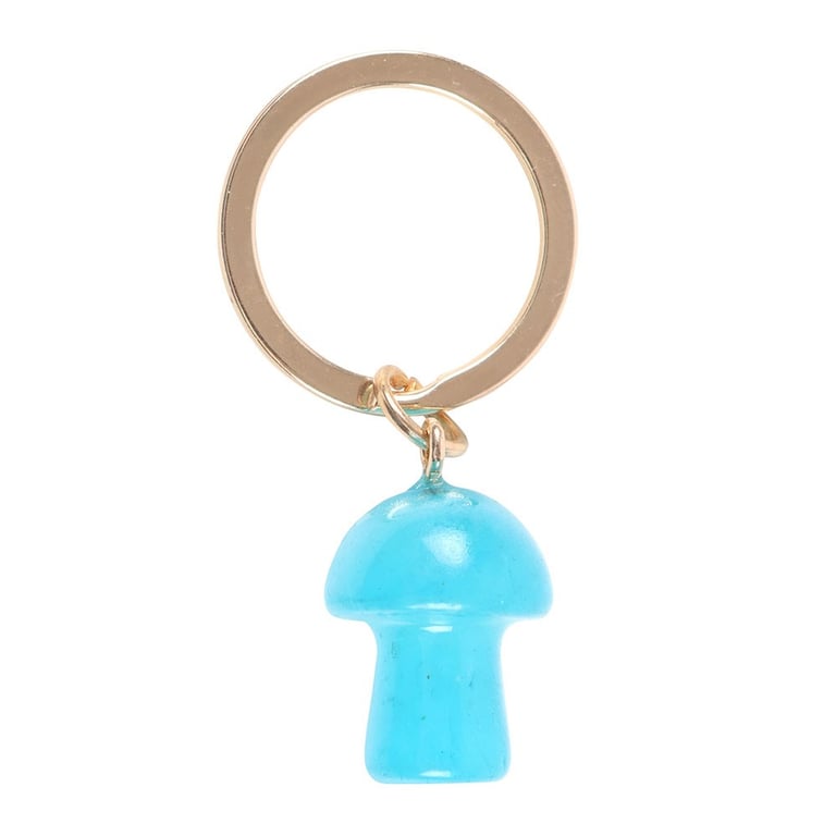 Blue Aura Crystal Mushroom Keyring - Empowerment and Honesty Symbolic Keychain