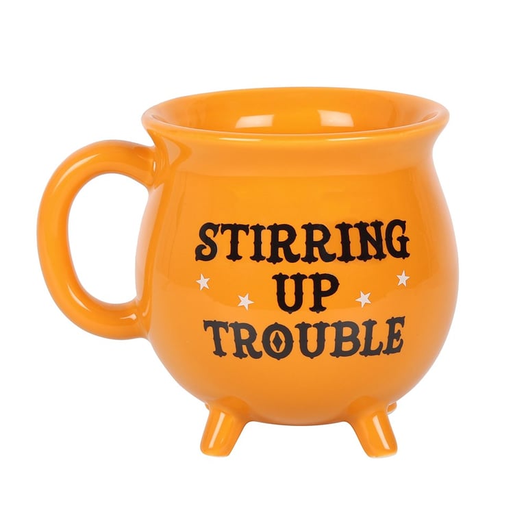 Stirring Up Trouble Orange Cauldron Mug - Mischievous Home Decor