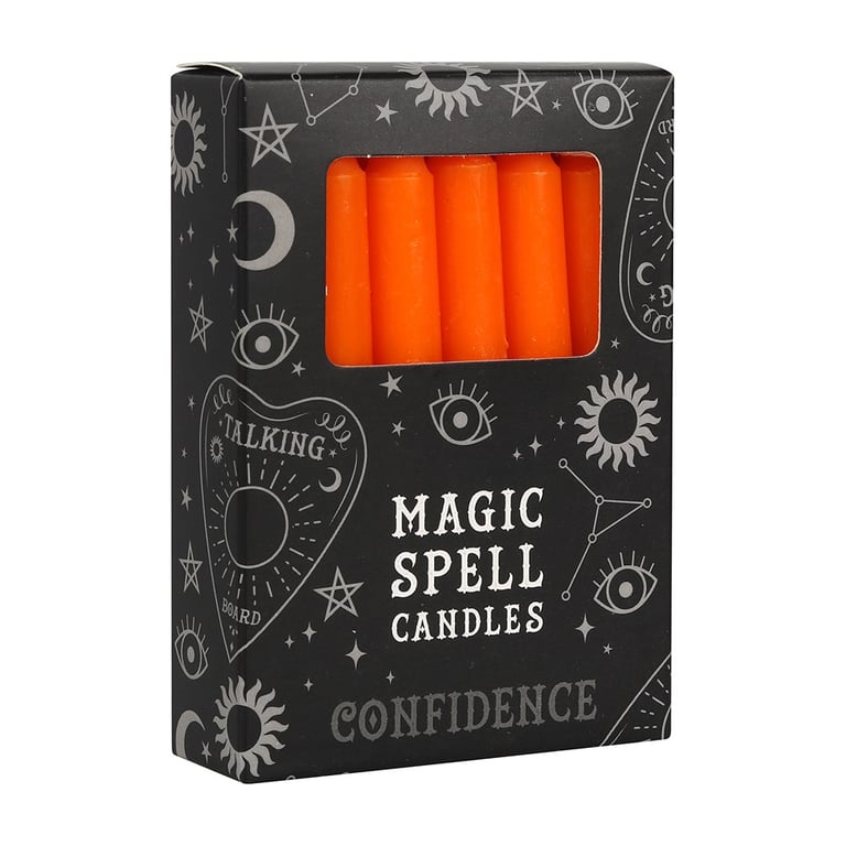 Orange Spell Candles - Attract Confidence & Ambition with Ritual Magic - 12 Pack Vegan