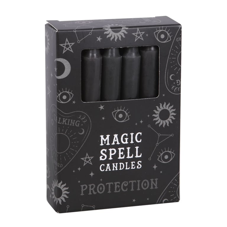 Black Spell Candles - 12 Unscented Protection Candles for Rituals and Home Use (Vegan)
