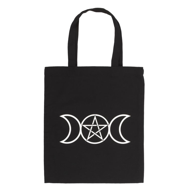 Triple Moon Eco-Friendly Cotton Tote Bag - Reusable Shopping Bag with Triple Moon Design