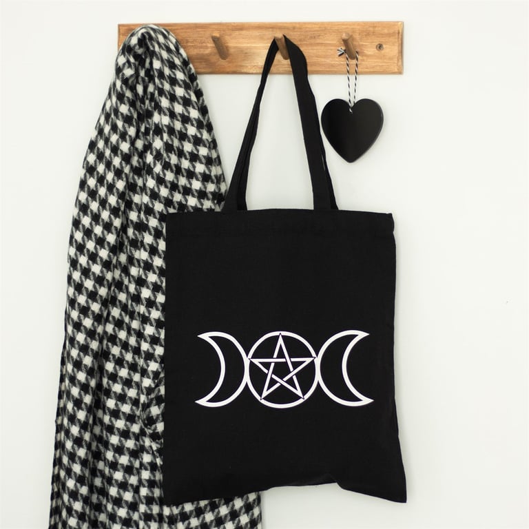 Triple Moon Eco-Friendly Cotton Tote Bag - Reusable Shopping Bag with Triple Moon Design
