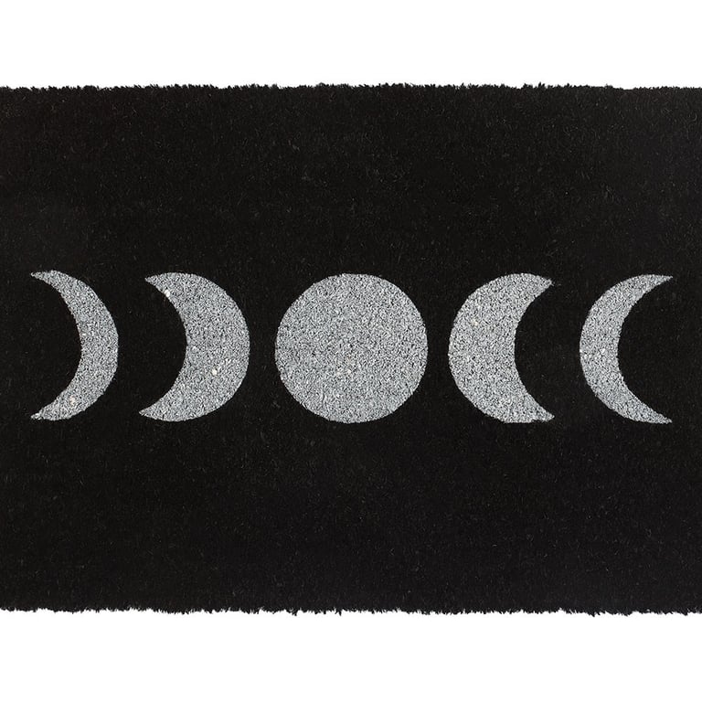 Black Moon Phase Doormat - Sheltered Outdoor Home Decor