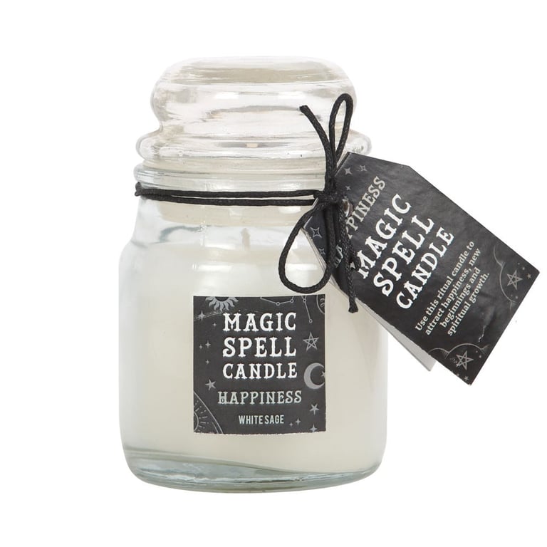 White Sage Happiness Spell Candle Jar - Balance and Happiness in a Sacred Ritual Tool