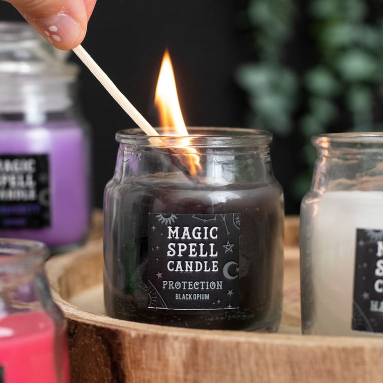 Opium Protection Spell Candle Jar - Divine Protection in a Paraffin Wax Home Decor Candle