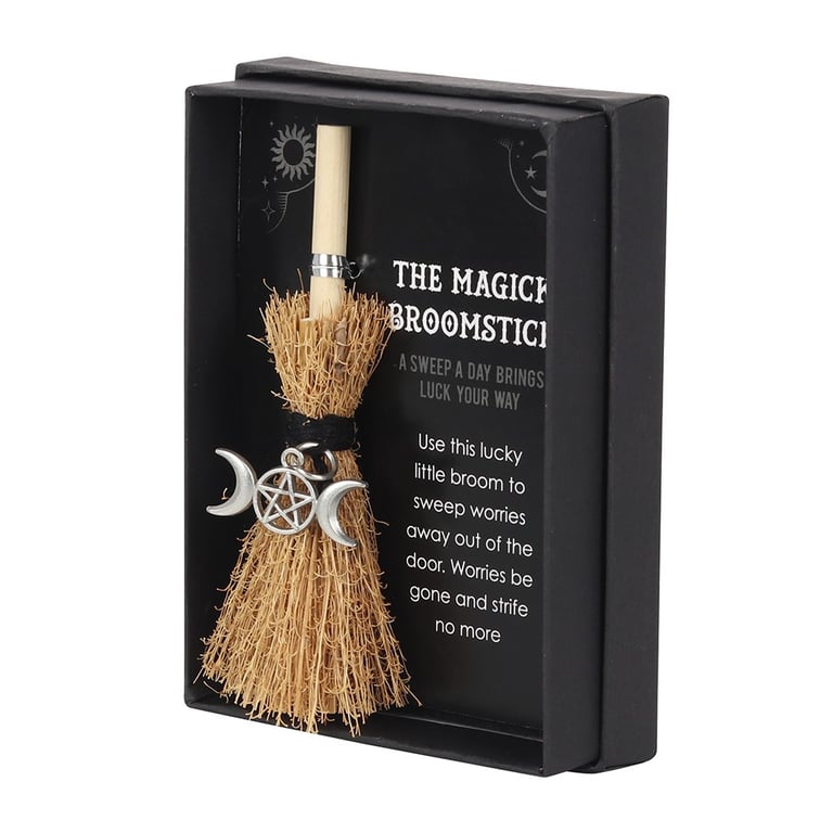 Triple Moon Mini Luck Charm Broomstick for Daily Positivity and Good Fortune