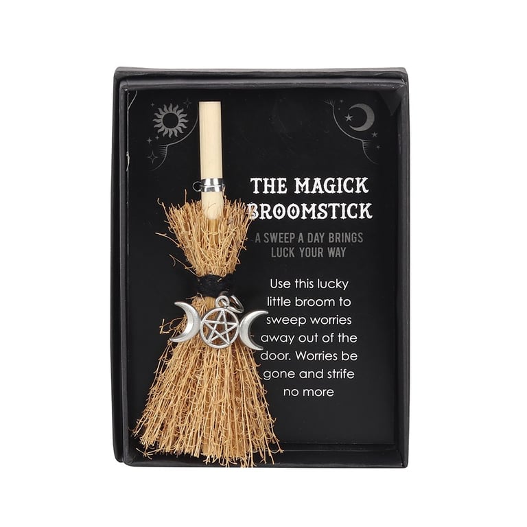 Triple Moon Mini Luck Charm Broomstick for Daily Positivity and Good Fortune