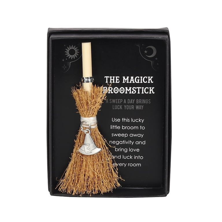 Witch Hat Mini Magick Broomstick - Attract Luck and Positive Energy with Every Sweep