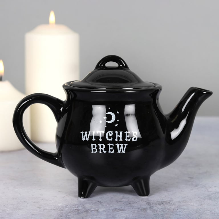 Witches Brew Black Ceramic 550ml Tea Pot - Perfect for Home Brewing