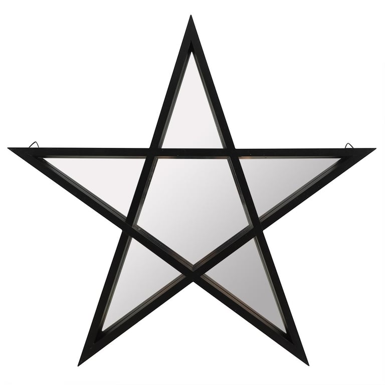 Black Framed Pentagram Mirror - Alternative Home Decor Statement Piece