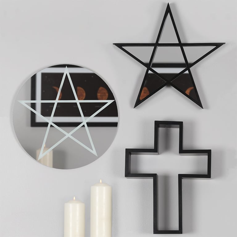 Round Pentagram Mirror - Spiritual Home Decor Wall Art